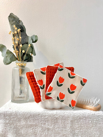 Lot de 4 cotons démaquillants Terracotta