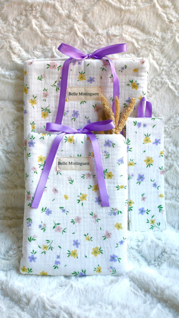 Lot pochette à livre et marque page Lavande