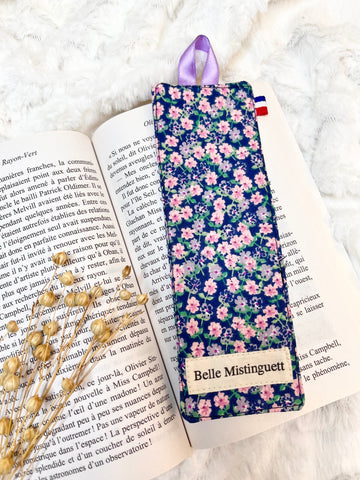 Marque-page à fleurs roses et violettes