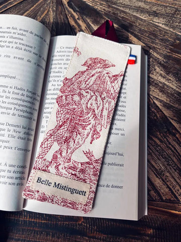 Marque-page en toile de Jouy rouge