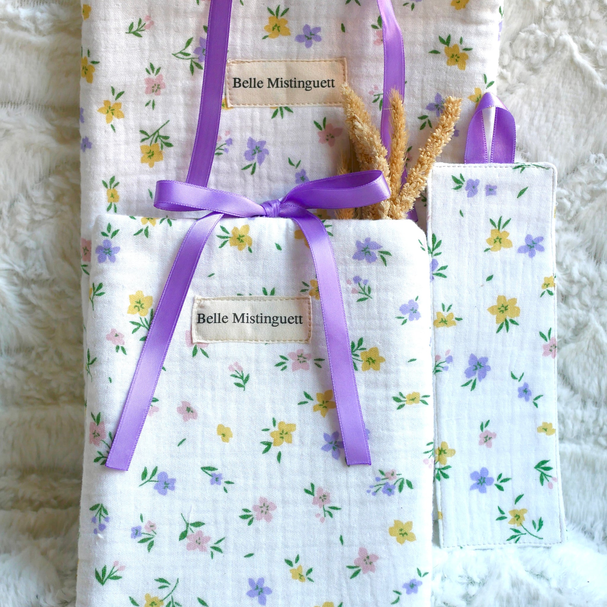 Lot pochette à livre et marque page Lavande