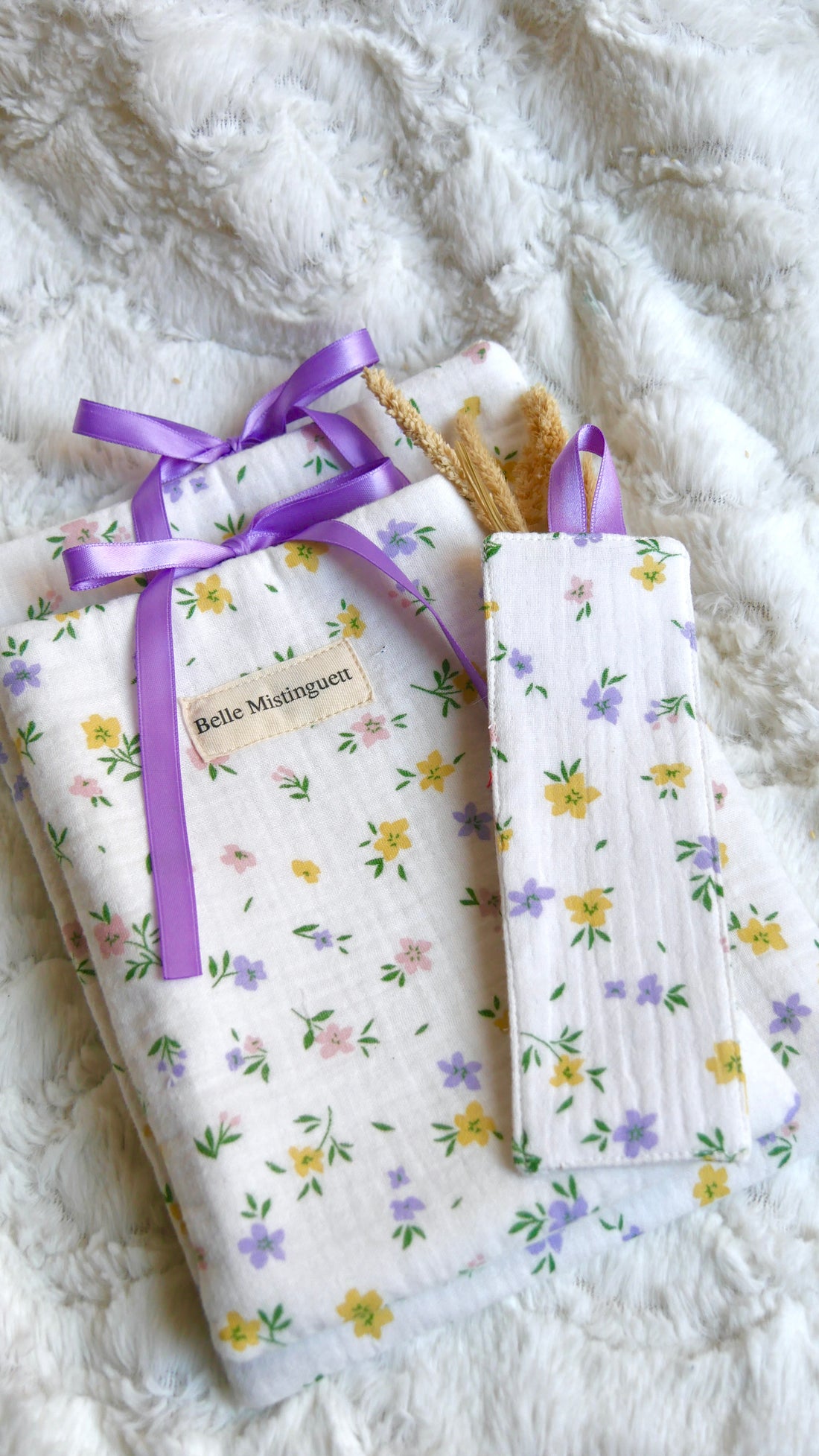 Lot pochette à livre et marque page Lavande