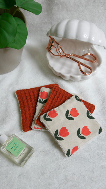 Lot de 4 cotons démaquillants Terracotta