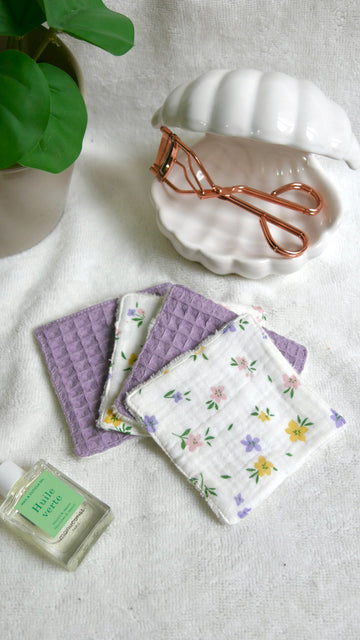 Lot de 4 cotons démaquillants Lavande