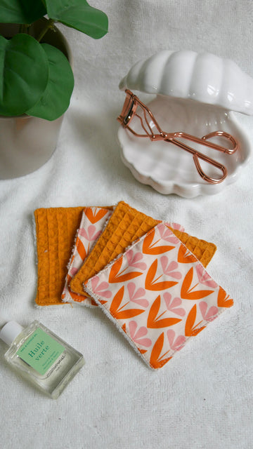 Lot de 4 cotons démaquillants Moutarde