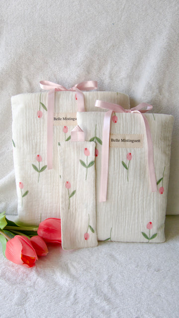 Lot pochette à livre et marque page Blush
