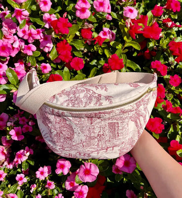 Sac banane Victoria Toile de Jouy rouge